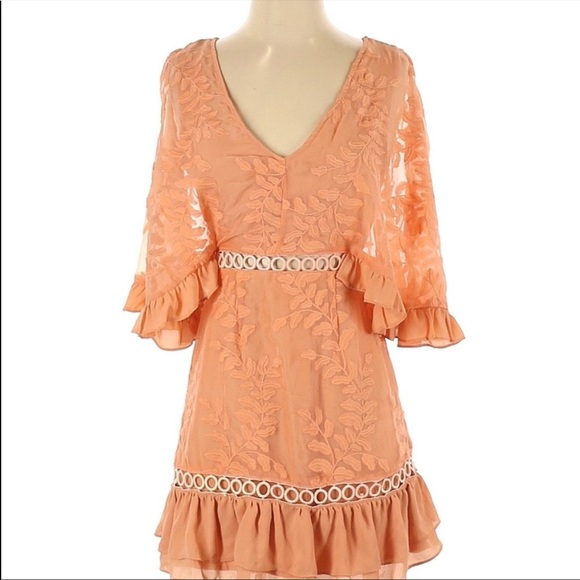 Goodnight Macaroon Creamy Orange Floral Ruffle Dress - Picture 2 of 9
